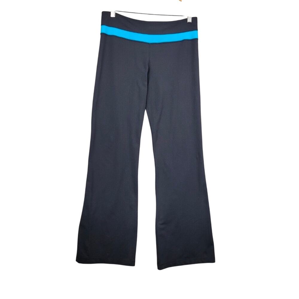Lululemon Groove Pant Slim 10 Black Turquoise Flare Yoga Y2K Retro Athleisure